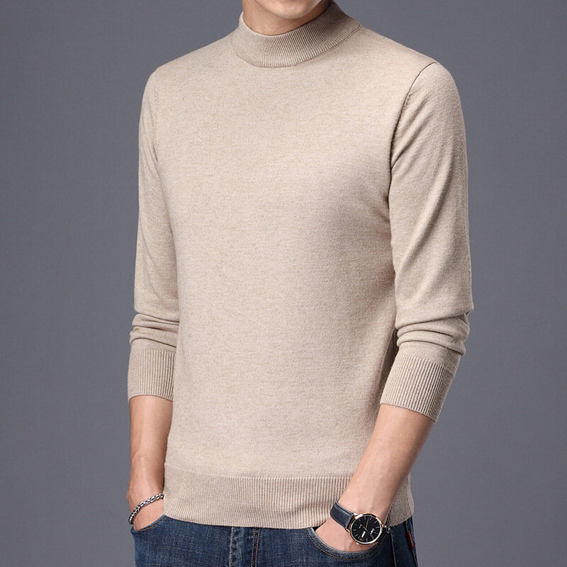 MRMT 2024 Brand New Men's Turtleneck Sweater Solid Color Sweater Thick Warm Base Shirt Pullover All match Knit Sweater