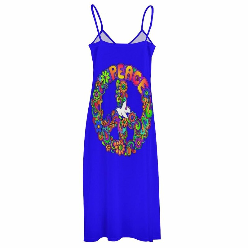 Flower Power Retro Hippie Friedens symbol ärmelloses Kleid Ballkleider Damen Sommerkleider