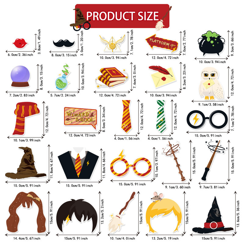 25pcsNew Harry Potter theme birthday party weird photo props wizard hat magic party decoration photo supplies role-playing props