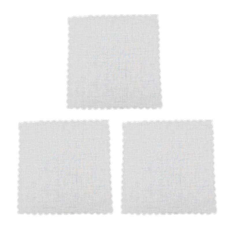 3 szt. Biała chusteczka dla dorosłych kwadratowa, przyjazna dla skóry, nadająca się do prania, haftowana Hankie