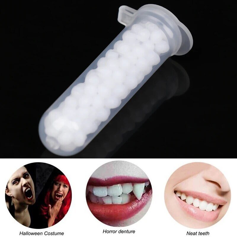 1Pcs Solid Glue Halloween vampire dentures gutta percha particles hot water bubbles white particles