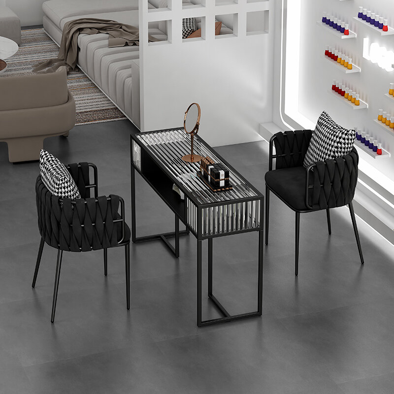 Nail Desk Stand Cadeiras, Mesa de unhas nórdica, Luxo acessível, Mobília do equipamento do salão, Design do organizador