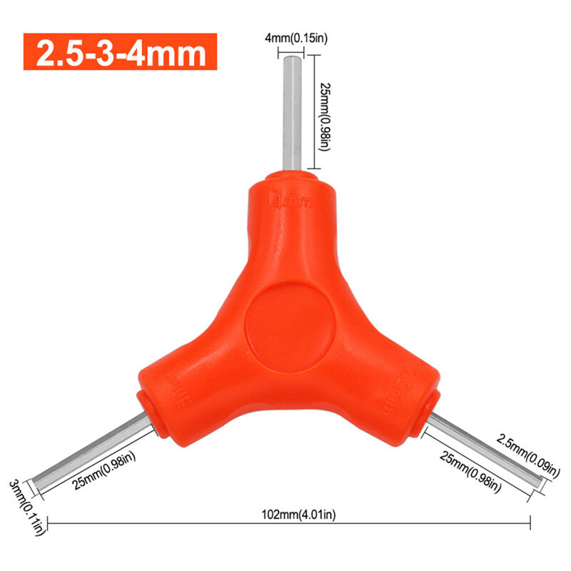 Kunci Hex Trigeminal praktis 3 In 1, alat perawatan sepeda baja Vanadium krom 3 In 1 2.5/3/4/5/6/8mm