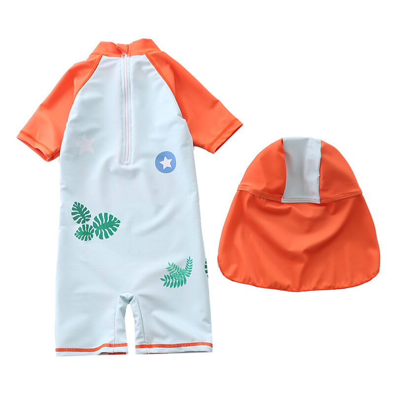 HappyFlute-maiô manga curta com estampas de boné, leão e dinosour, protetor solar de secagem rápida, maiô bebê, moda verão