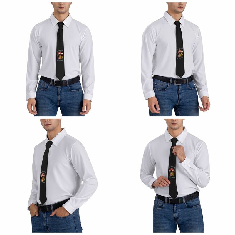 Fashion Eat Me Mushrooms See The Universe Neck Ties Men's Custom Silk Streetwear Graphic Neckties for Office Cravat