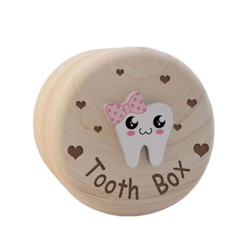 Kotak penyimpanan gigi susu kayu, kotak gigi Koleksi gigi, kotak penyimpanan gigi kualitas tinggi tahan lama