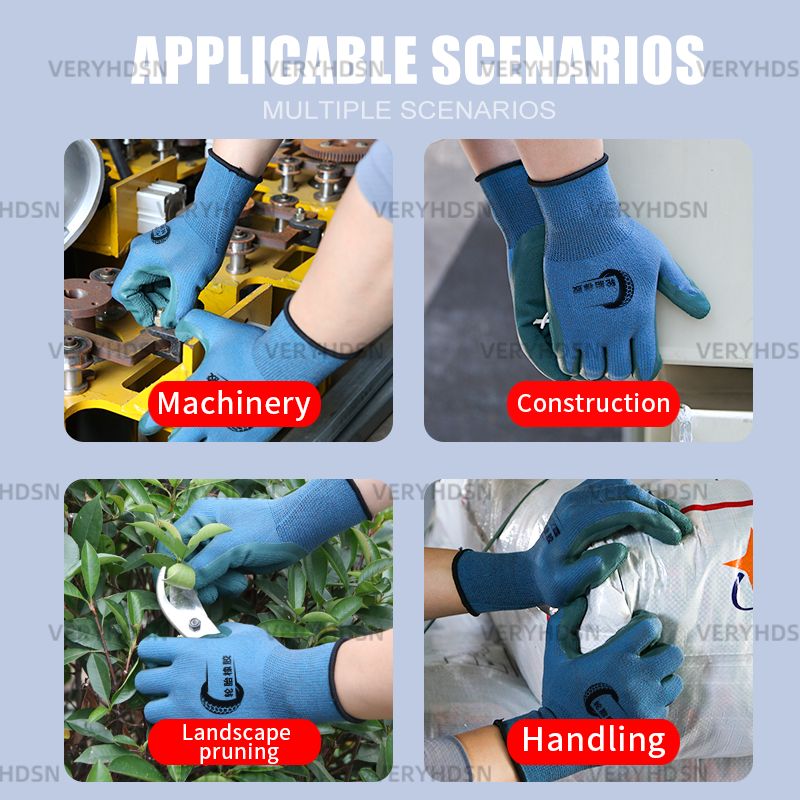 3pairs Work Gloves Excellent Grip Knit Wrist Cuff Firm Non-Slip Grip Durable & Breathable Light Duty Cut-Resistant For Men&Women