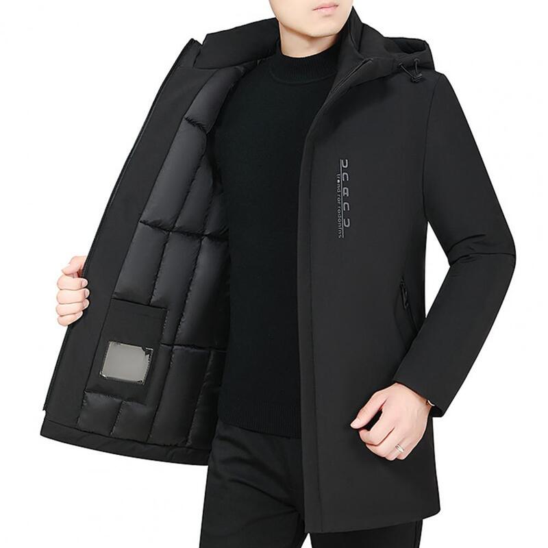 Popularne wygodne męskie średniej długości bawełniane wyściełane kurtki wiatrówki z długim rękawem pogrubione casualowa kurtka do biura