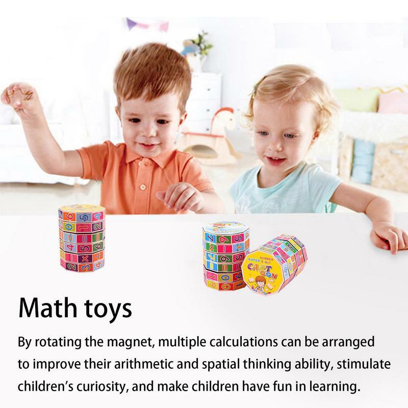Matemática Magic Cube Números cilíndricos Contando Puzzle Multiplicação Puzzle Game Gift Stickers Grande assistência para crianças Aprender matemática