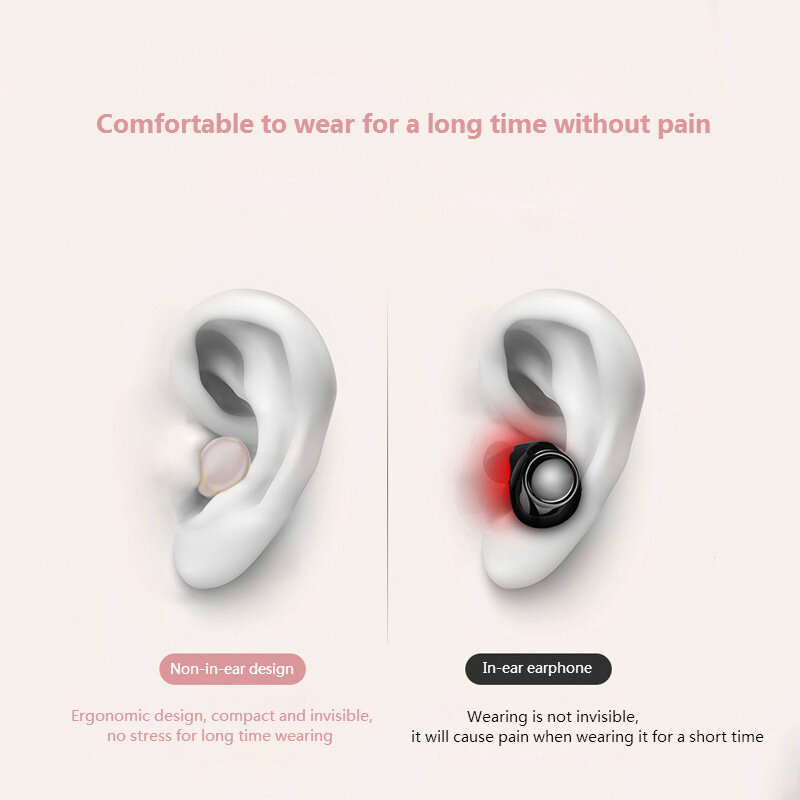 Mini niewidoczne słuchawki Bluetooth TWS w uchu bezprzewodowe słuchawki douszne wodoodporne sportowy zestaw słuchawkowy Stereo z etui z funkcją ładowania Touch Control