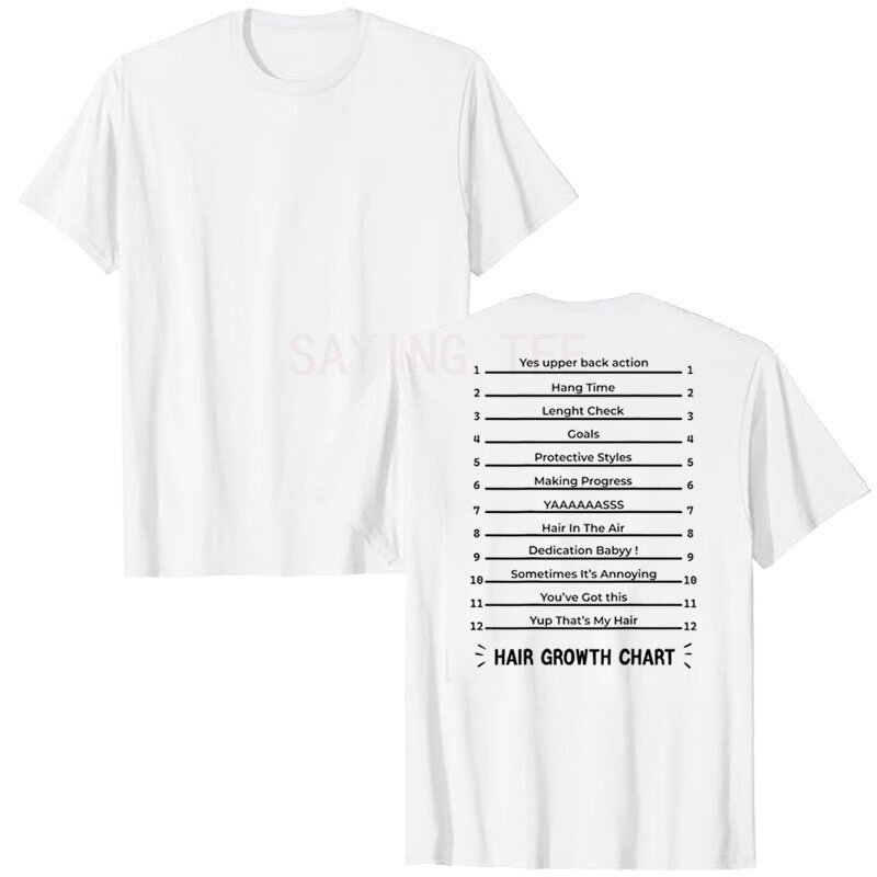 Haargroei Grafiek-Lengte Check Voor Uw Stijlvolle Lange Haar T-Shirt Vrouwen Mode Humor Grappige Letters Bedrukt Grafische T-Shirt Tops