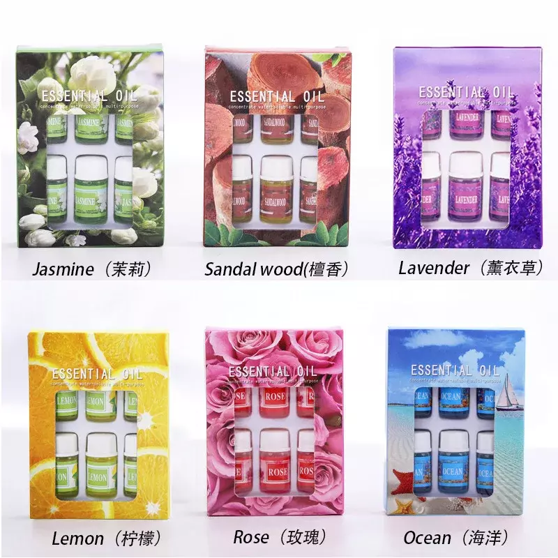 6Pcs Plantaardige Wateroplosbare Parfum Essentiële Oliën Voor Luchtbevochtiger Luchtreiniger Wierookbrander Aromatherapie Huidverzorging Spa Beauty Serum