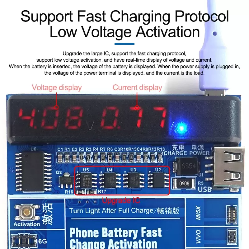 Papan aktivasi baterai Universal SS-915 V9.0-kompatibel dengan IP15, 15P, 15PM, HW, VV untuk pengisian daya dan aktivasi ponsel