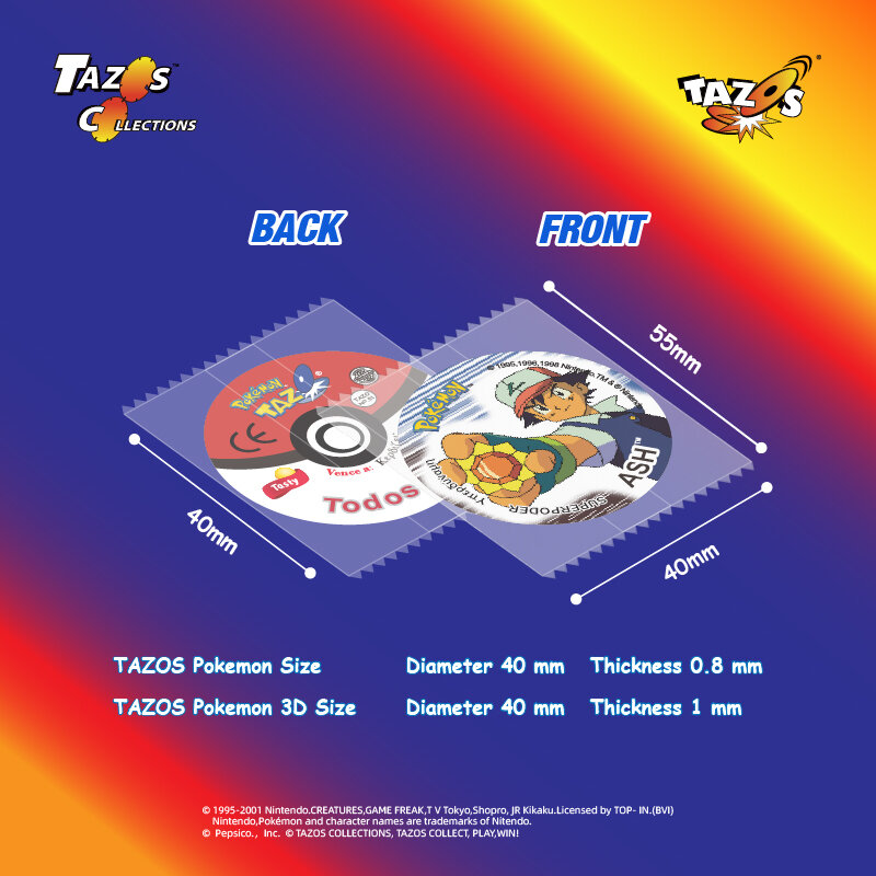 TAZOS-TAZOS®Matu tazosポケモンセット,完全な3Dセット,1,2, 3,合計223個,50個,脱脂版