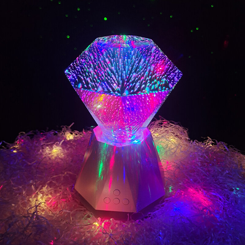3D Abajur Diamante com Música e Projetor, Romântico Luzes de Acampamento Tenda, Deluxe e Deluxe, Show Decorações
