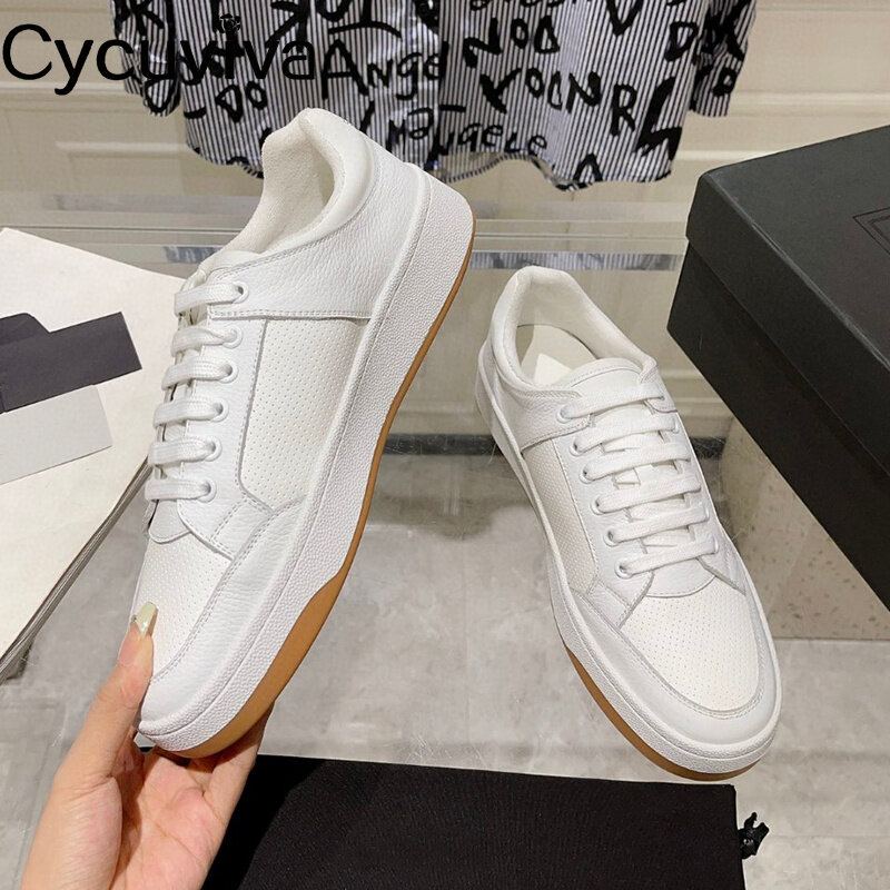 Unisex Real Leather Flat Causal Shoes Men Women Lace Up Spring Brand Bussiness Shoes Man Platform Flat Round Toe Male Seankers