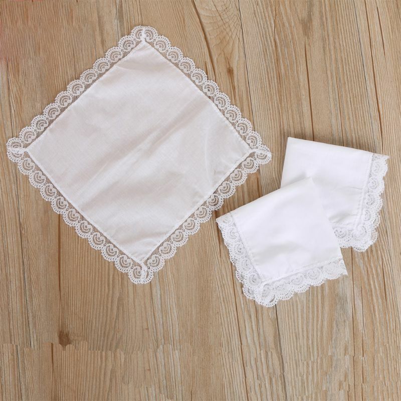 Khăn tay cotton Khăn tay vuông có thể giặt được cho nữ Khăn tay màu trắng có dây buộc