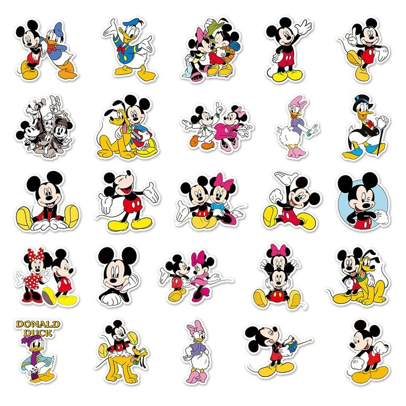 Disney-pegatinas de dibujos animados de Mickey Mouse para niños, 10/30/50 piezas, para álbum de recortes de ordenador portátil, teléfono, equipaje, guitarra, juguete