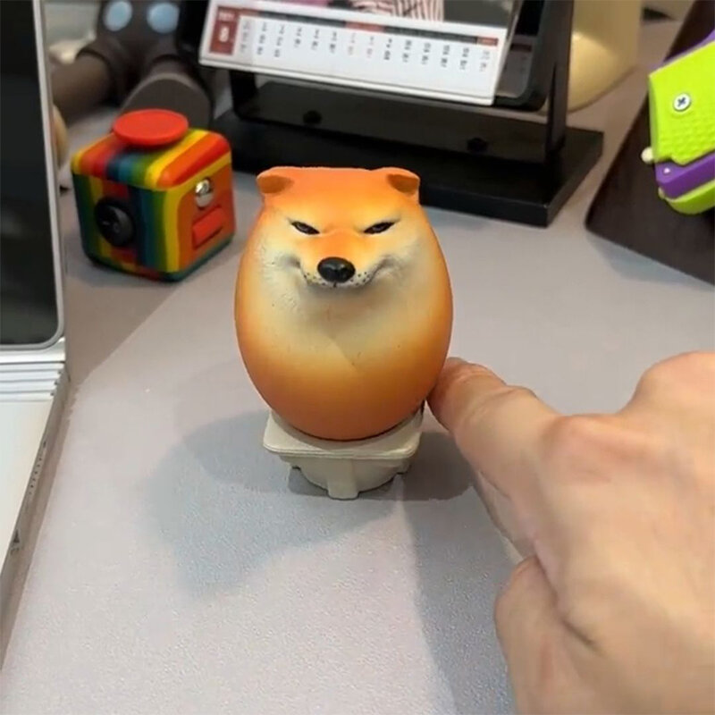 1Pcs Creative Shiba Inu Realistic Egg Shape PVC Desk Decor Dog & Egg Union Decorations For Home Offices Fun Christmas Gifts