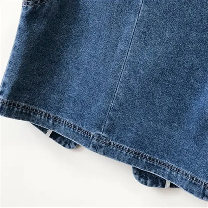 Colete jeans de botão frontal feminino, colete vintage sem mangas com gola V, casaco feminino, tops chiques, moda