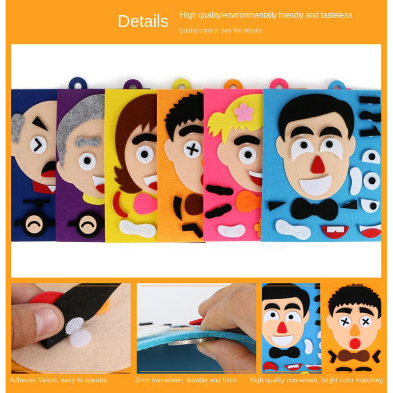 30CM * 30CM DIY mainan emosi berubah mainan Puzzle kreatif ekspresi wajah anak-anak belajar mainan pendidikan untuk anak-anak lucu Set