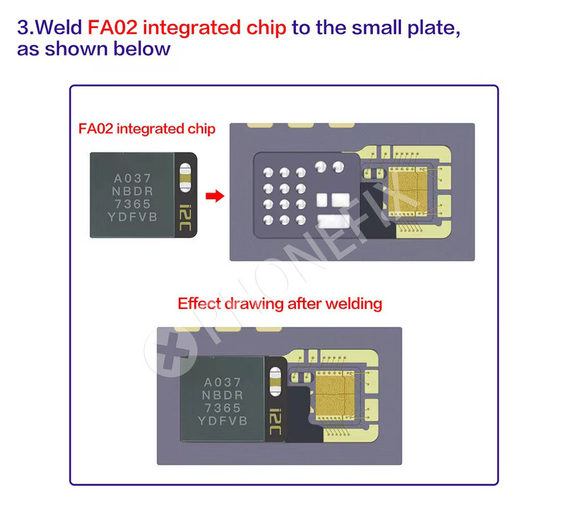 Chip de matriz de puntos Universal I2C FA02 / FA03 para IPhone X-14 Pro Max, reparación de celosía IC sin necesidad de transferir junta y condensador