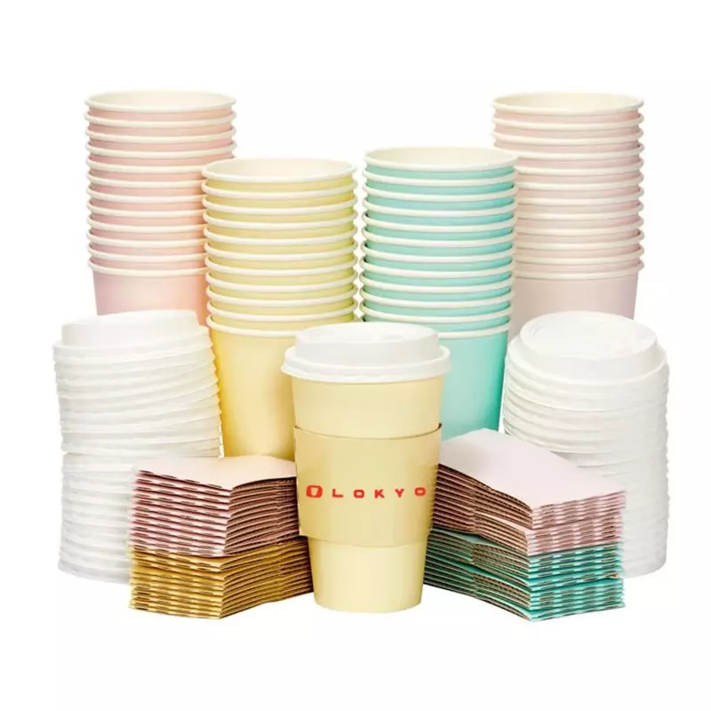Customized productLOKYO custom logo coffee shop takeaway packaging disposable espresso coffee cup paper cups set with