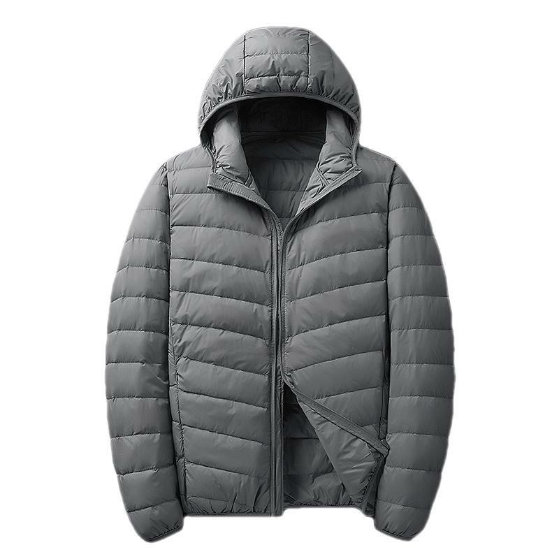 2022 Autumn And Winter New Men's Light Down Jacket Trendy Casual Long-sleeved Full-zip Down Jacket Fashion Hooded Jacket