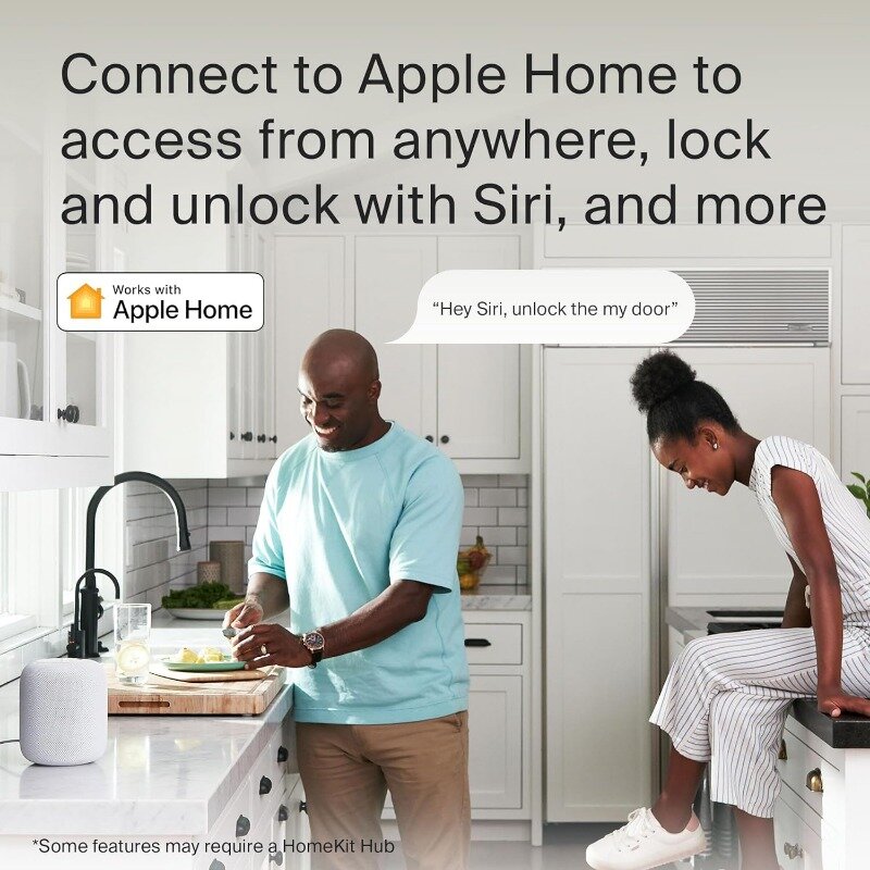 Cerradura de nivel + cerradura inteligente Plus Apple Home, cerrojo de seguridad inteligente para entrada sin llave, incluye tarjetas de llave (cromo satinado)