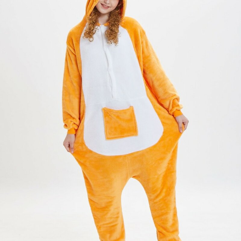 Orange Kangaroo Australian Wildlife Menagerie Pajama Set Personalized and Funny Women's Home leisure Clothing Winter Plush Style