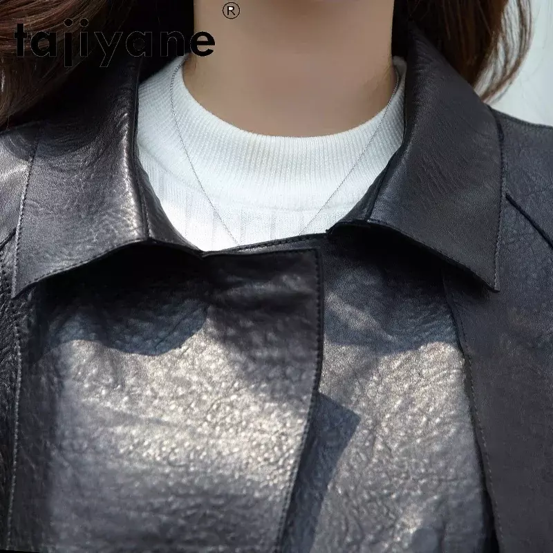 Tajeyane-abrigo de piel de oveja auténtica para mujer, chaqueta de estilo coreano, TN1966