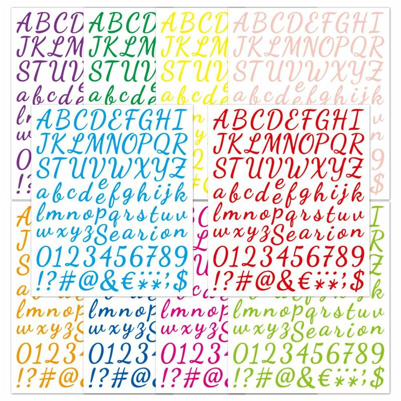 สติกเกอร์2ชิ้น26ตัวอักษร A-Z แพลนเนอร์กันน้ำสีสันสดใสความคิดสร้างสรรค์ DIY รูปแบบที่เขียนด้วยลายมือสติกเกอร์ตัวเลขสำหรับเด็กถ้วยแล็ปท็อป