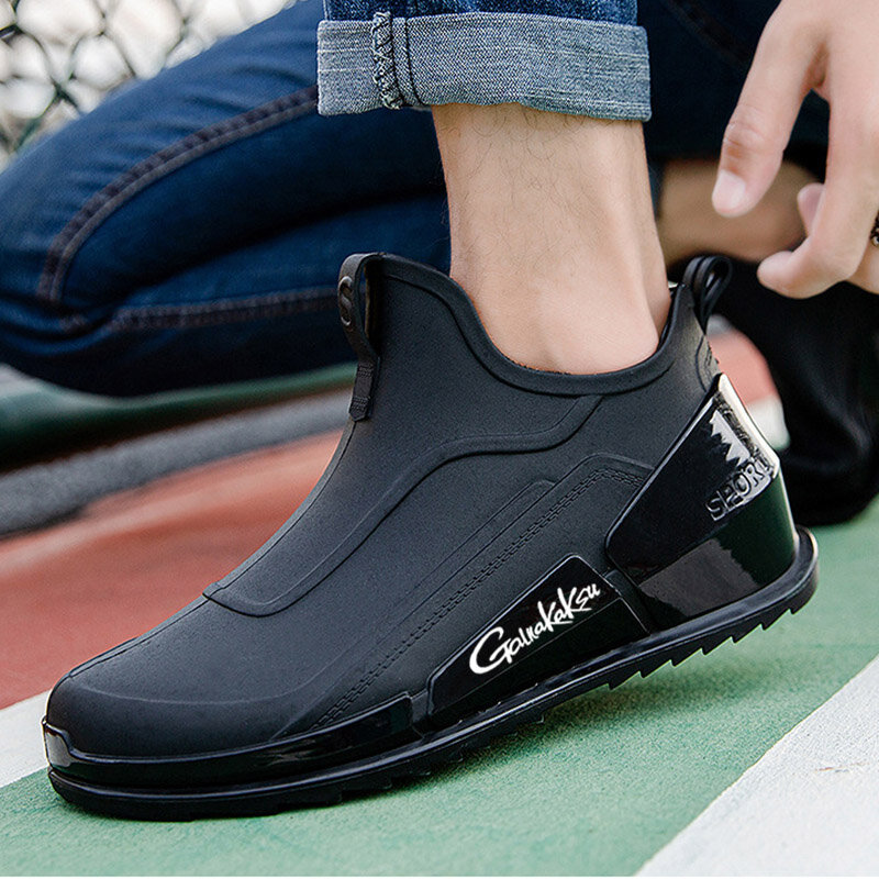2023 New Rain Boots Men's Short Tube Outdoor Sports Shoes Fishing Cycling Rubber Shoes Non-slip Light Waterproof Overshoes