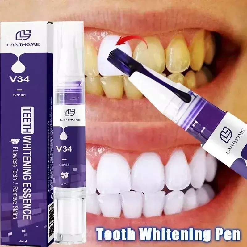 Dentes Whitening Creme Dental Gel, Eficaz Clarear, Limpe Removedor de Manchas, Amarelo Creme Dental, Oral Care Pen, V34