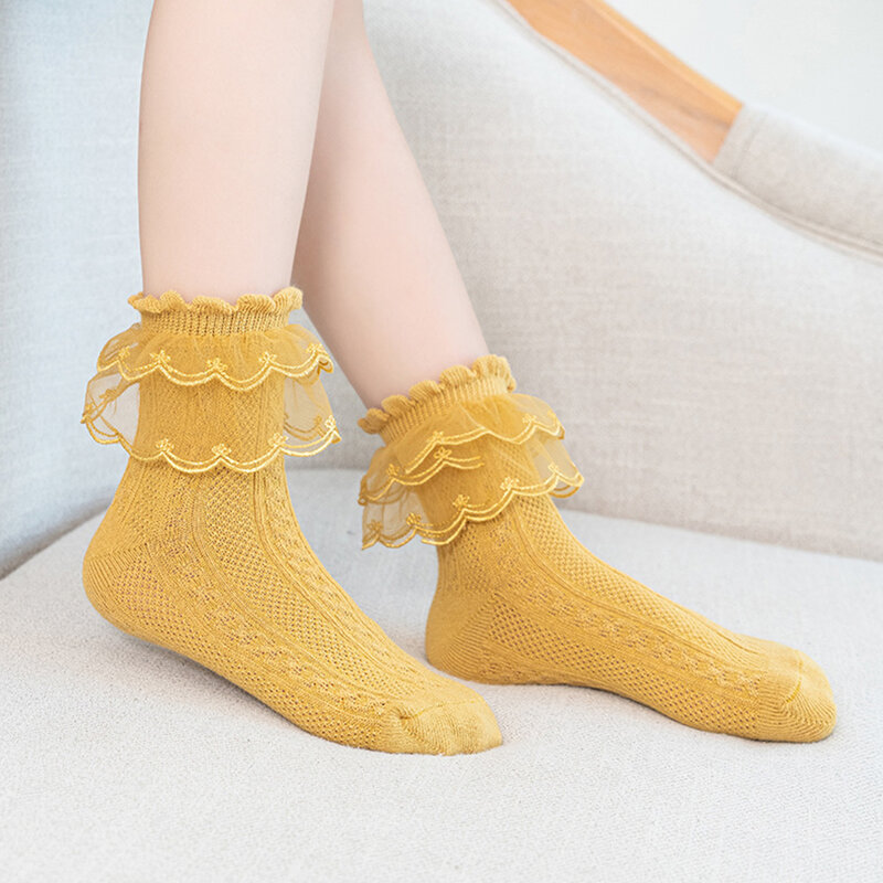 Весенние детские тонкие секционные носки для маленьких девочек милые гофрированные сетчатые ранние носки для малышей аксессуары для одежды