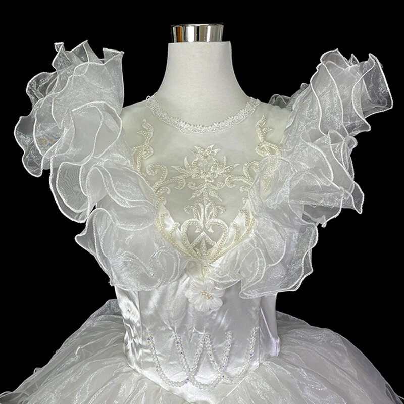 Женское винтажное свадебное платье AnXin SH, белое кружевное платье с цветочным кружевом, круглым вырезом, бусинами, жемчужинами, кристаллами, оборками, без рукавов, в античном стиле