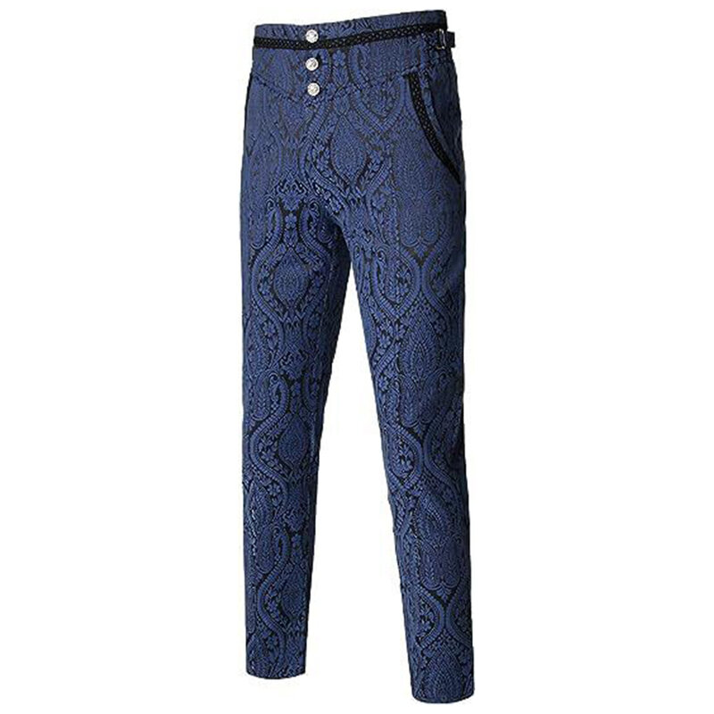 Mens Gothic Pants Vintage Halloween Vampire Cosplay Costume Trousers Steampunk Dark Jacquard Victorian Trousers Men Bottoms
