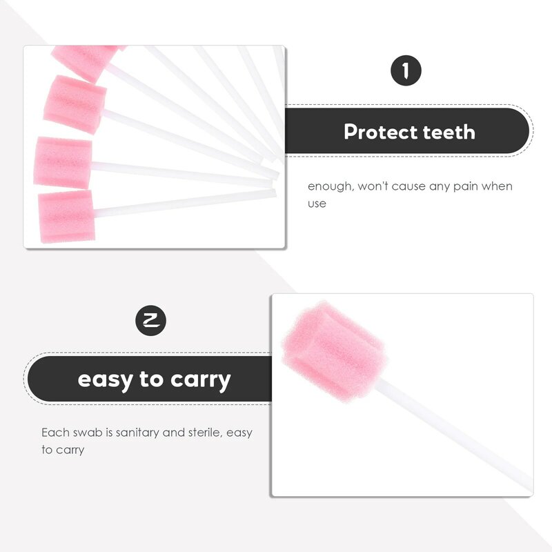 Healifty Bicarbonate Gum 100Pcs Disposable Toothpickss Sponge Tooth Shape Cleaning Sponge Swab Mouth Gum
