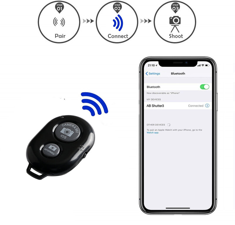 Botón disparador para accesorios de selfie, adaptador de controlador de cámara, control de fotos, botón remoto compatible con Bluetooth, selfie