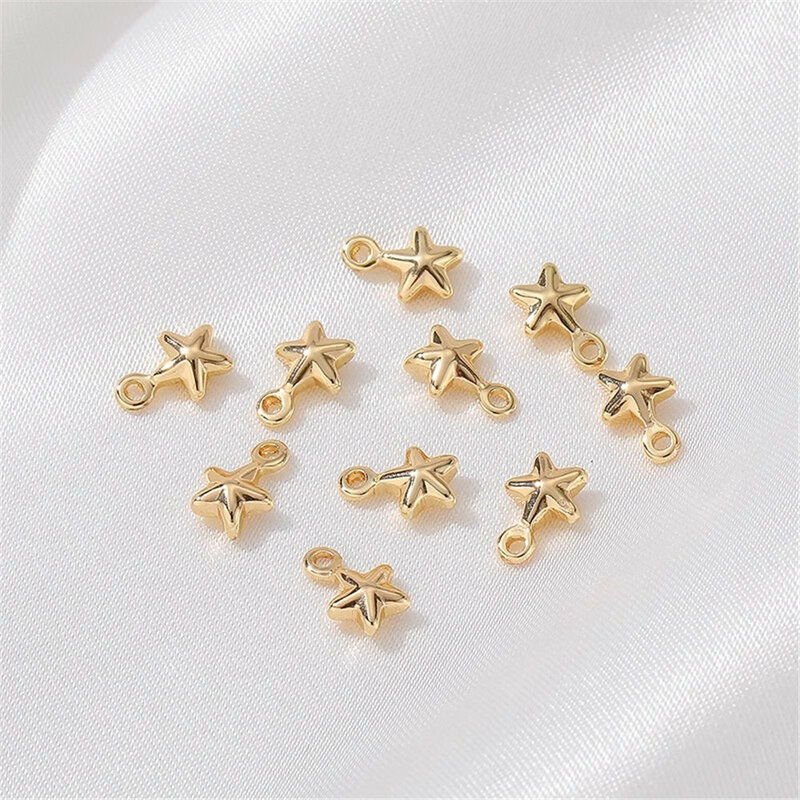 Estrela de Cinco Pontas Pingente Cadeia Cauda, 14K Gold-Plated Extensão Cadeia, Handmade DIY Pulseira, colar, Jóias Material Acessórios