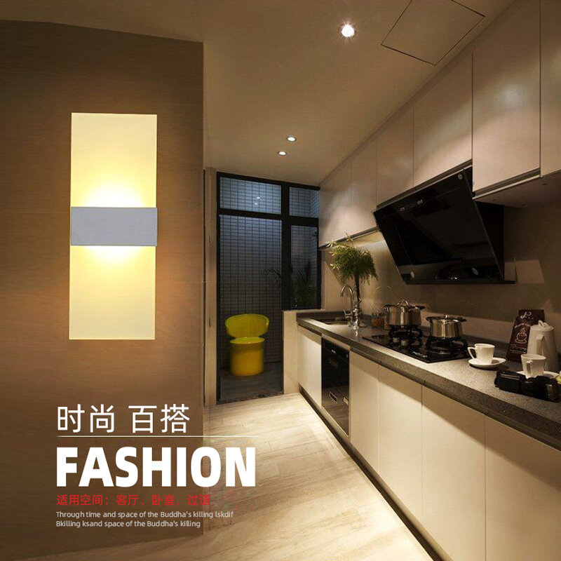 Lampu Dinding Akrilik Led Modern AC85-265V Panjang Hangat Putih Dalam Ruangan Pencahayaan Rumah Kamar Tidur Ruang Keluarga Lampu Dinding Dalam Ruangan