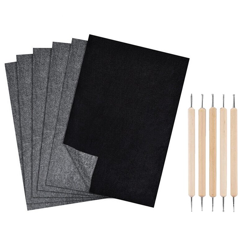 Углеродная трансферная бумага, черная 11,5X8,3 дюйма, A4, карбоновая графитовая бумага с тисненым черным стилусом