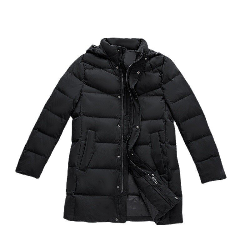 Черная куртка с капюшоном в наличии, зимняя однотонная Повседневная модная Молодежная пуховая куртка