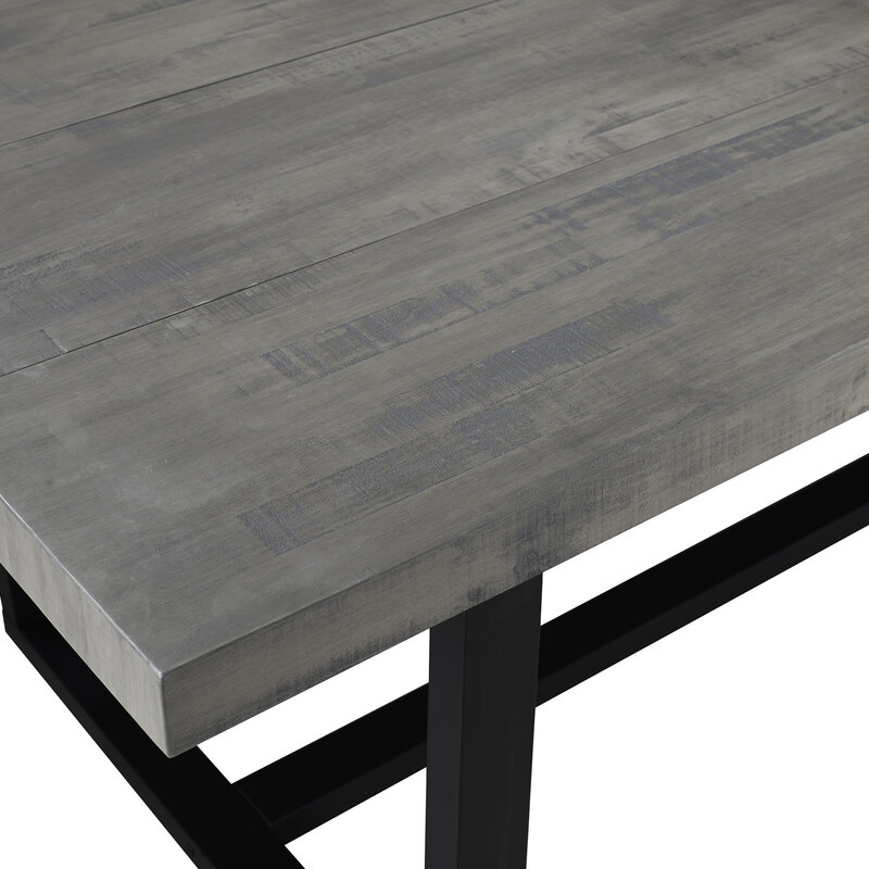 BOUSSAC tavolo da pranzo in legno massello rustico con percorsi intrecciati, grigio
