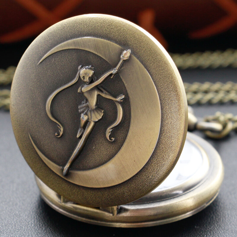 Xh3036 Steampunk Retro piękna dziewczyna temat kieszonkowy zegarek kwarcowy moda urok zegarek Fob naszyjnik wisiorek z łańcucha prezent