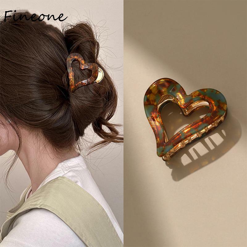 Coração resina geométrica cabelo clip para mulheres, borda clip, banquete cabelo acessórios, moda