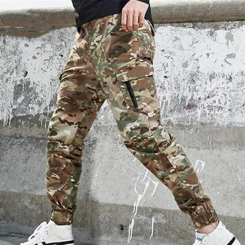 Pantalones de camuflaje tácticos para hombre, ropa de calle a la moda, pantalones militares de camuflaje, ajustados, elásticos, informales, coreanos