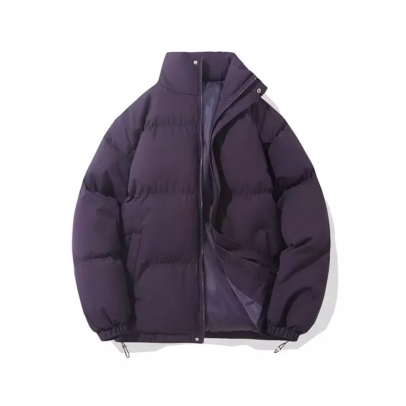 Jaqueta puffer quente vintage feminina, design de zíper de gola alta, casaco acolchoado de algodão, outono e inverno, Y2K