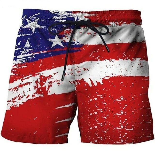 Pantalones cortos de tabla para hombre, bañadores de baño, bandera americana de águila, secado rápido, playa, vacaciones, Hawaiano, informal, 4 microelásticos
