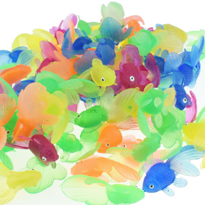 Decorazione serbatoio di pesce 10 pezzi simulazione di gomma piccolo Mini pesce rosso decorazione giocattolo per bambini giocattoli da bagno per bambini